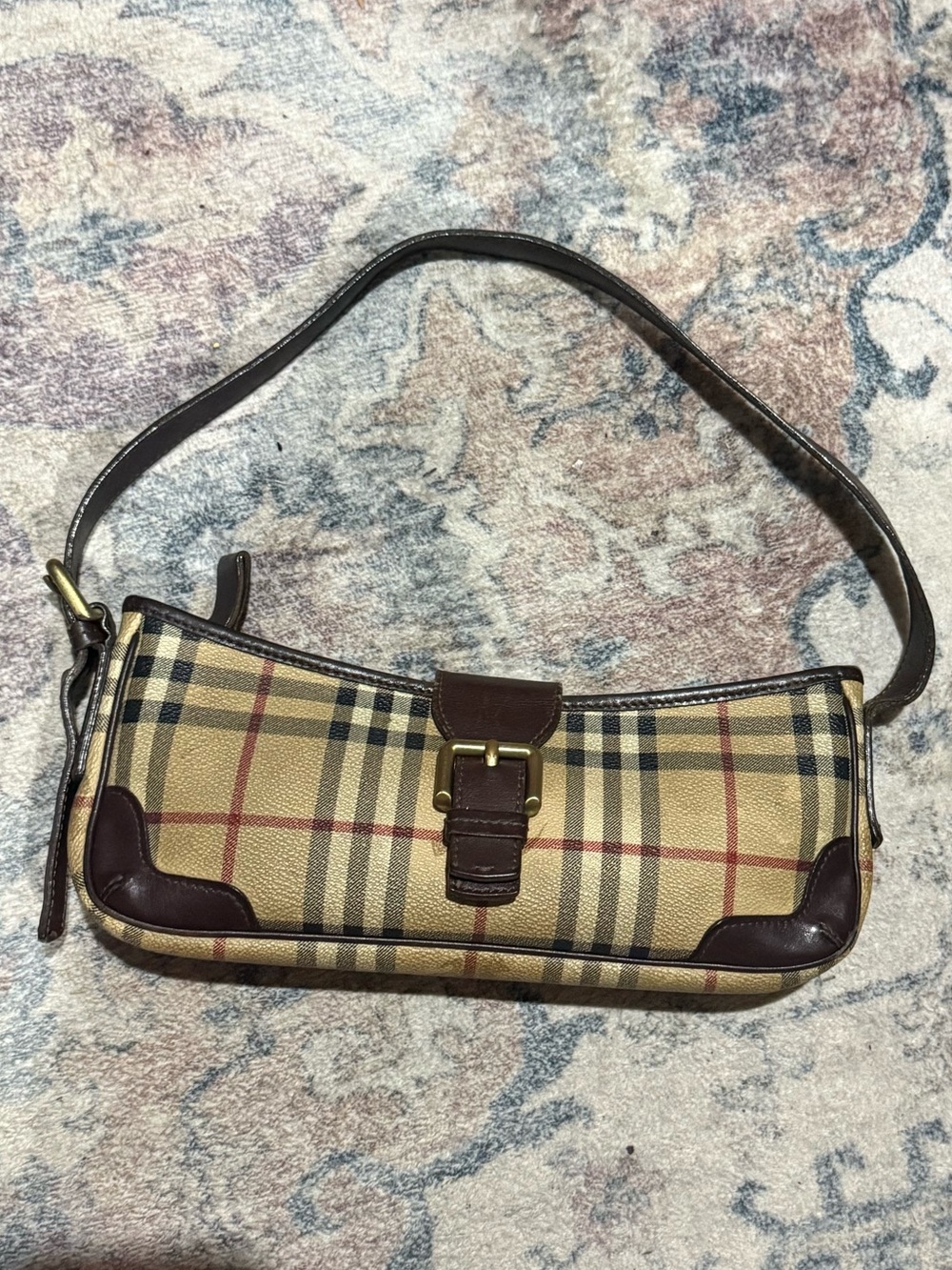 Burberry Vintage Nova plaid Baguette Classic Shoulder bag